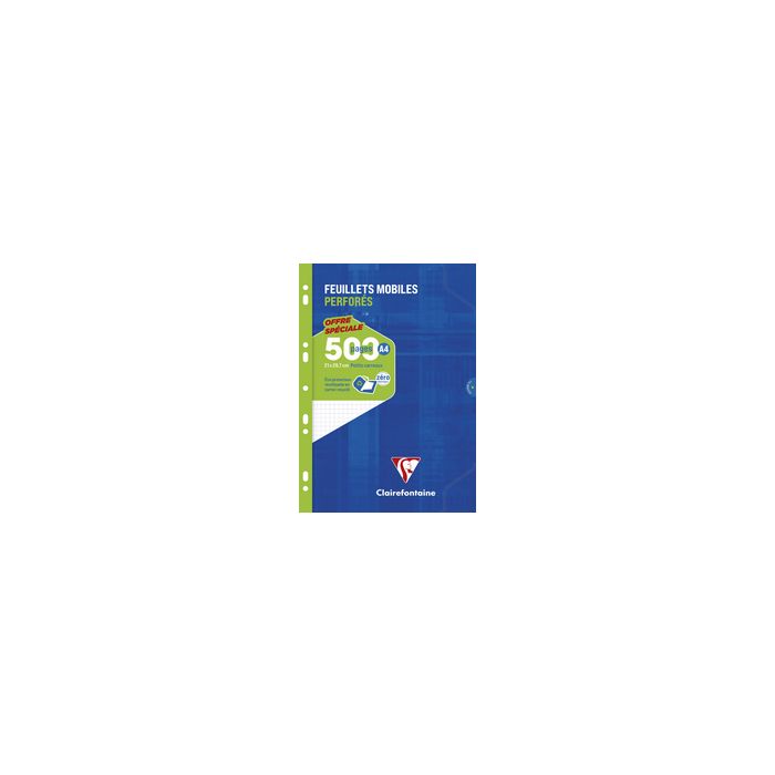 Clairefontaine Feuillets mobiles perforés, A4, quadrillé 5x5
