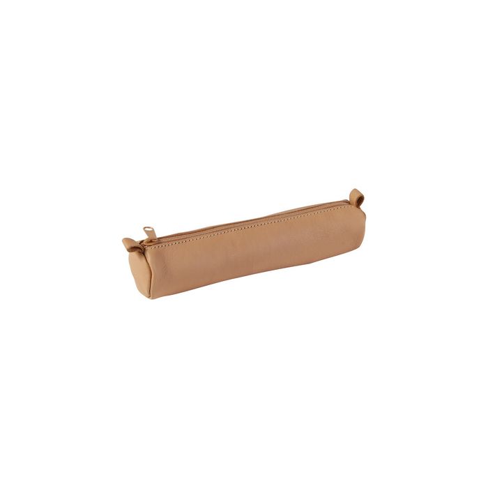 Clairefontaine Trousse petite ronde, cuir naturel