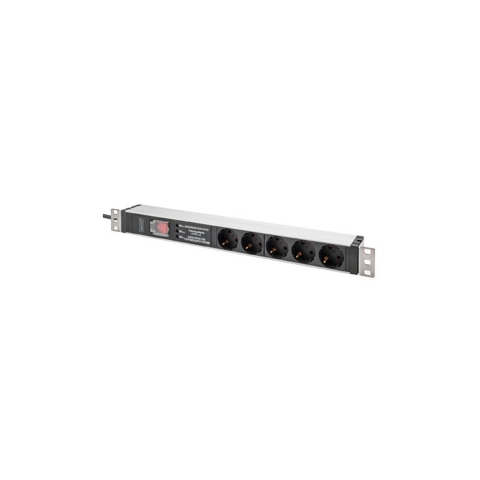 DIGITUS 19" Steckdosenleiste mit Schalter, 5-fach, 1 HE