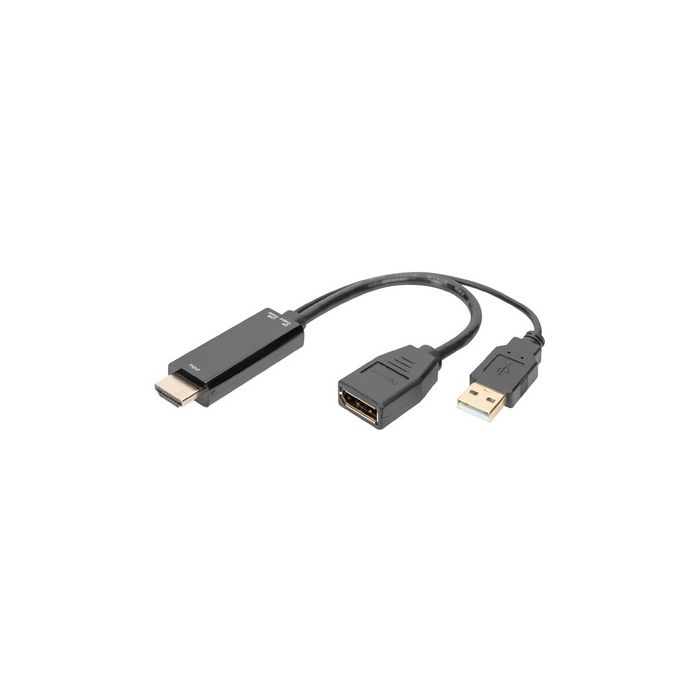 DIGITUS Adaptateur HDMI 4K vers DisplayPort, 0,2 m, noir
