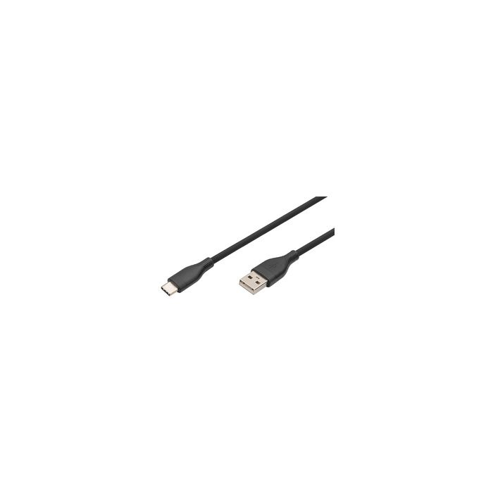 DIGITUS Câble USB 2.0 silicone, USB-C - USB-A, 2,0 m, noir