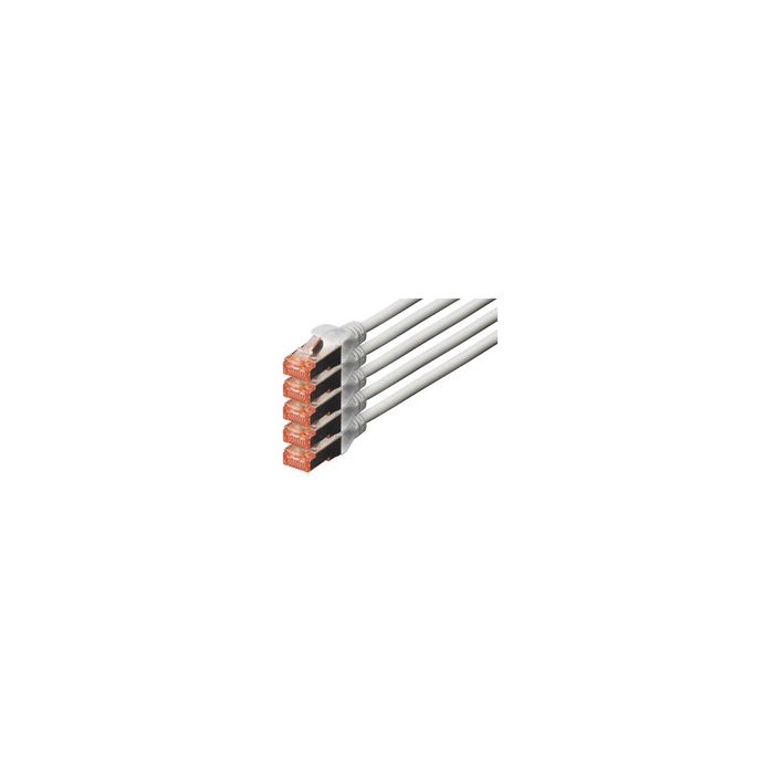 DIGITUS Câble patch Cat. 6, S/FTP, 15,0 m, set de 5, gris