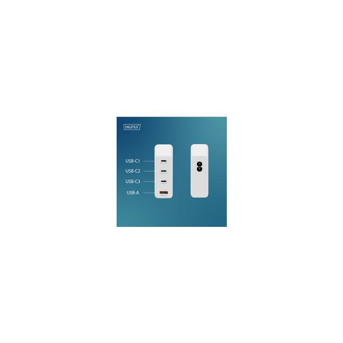 DIGITUS Chargeur secteur USB GaN, 3x USB-C / 1x USB-A, 140 W