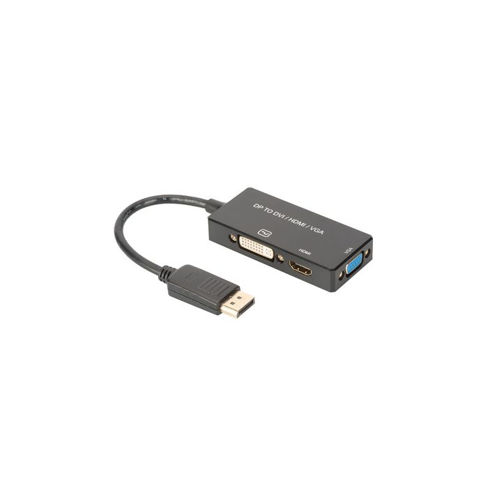 DIGITUS Convertisseur 3en1 DisplayPort 1.2, DP- HDMI+DVI+VGA