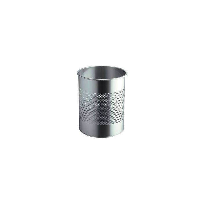 DURABLE Corbeille METAL, ronde, 15 litres, argent métallisé