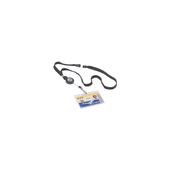 DURABLE Lacet textile 10 avec enrouleur, noir
