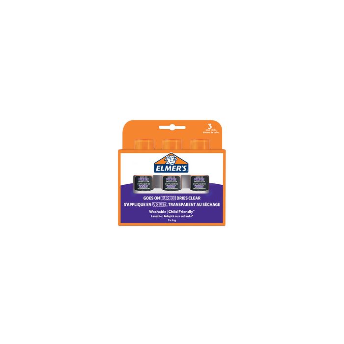 ELMER'S Bâton de colle Disappearing Purple, 6 g, blister x3