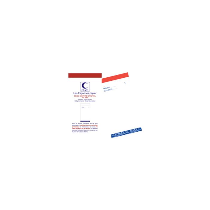 ELVE Bloc Maître d'Hôtel, 75 x 150 mm, 50 feuillets dupli