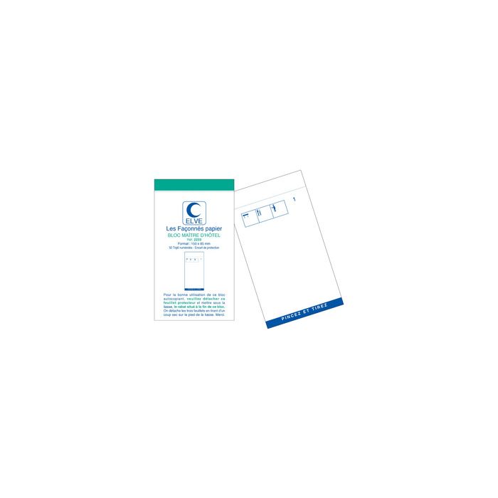 ELVE Bloc Maître d'Hôtel, 75 x 150 mm, 50 feuillets tripli