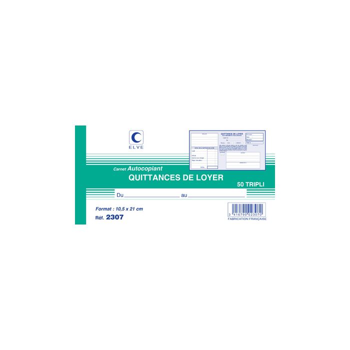 ELVE Manifold "Quittances de loyer", 105 x 210 mm horizontal