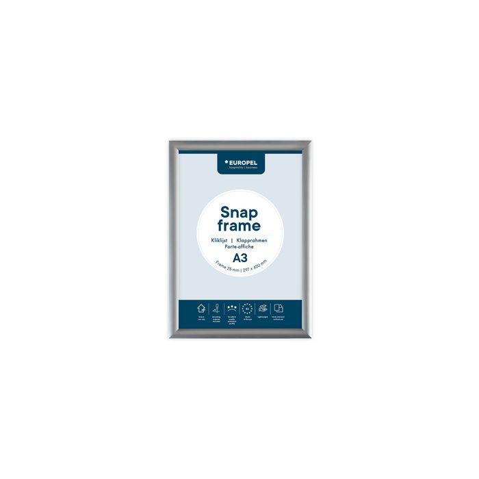 EUROPEL Cadre porte-affiche premium, A2, 25 mm, argent