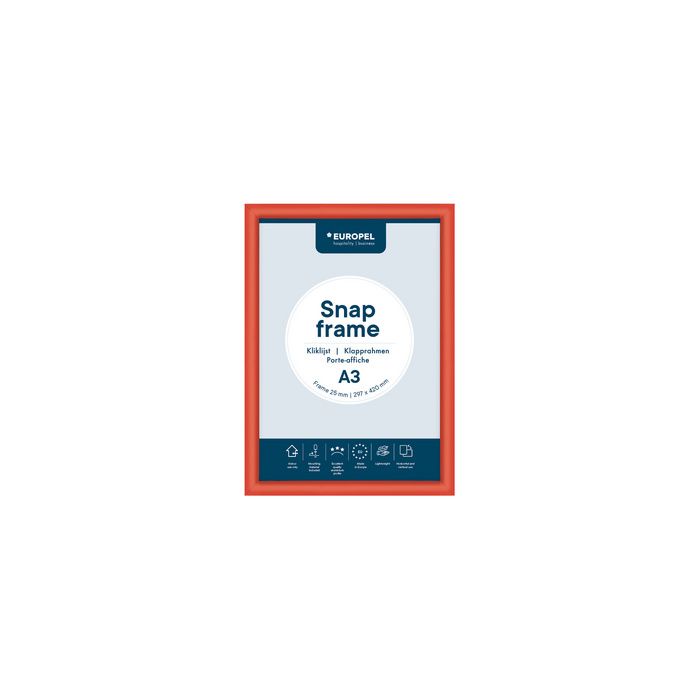 EUROPEL Cadre porte-affiche premium, A4, 25 mm, rouge