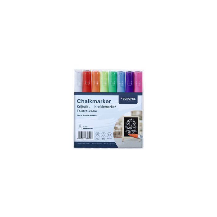EUROPEL Marqueur craie 15 mm, étui de 8, assorti