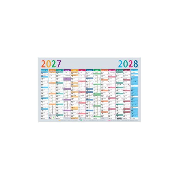 EXACOMPTA Calendrier Multicolore, 2027, 650 x 405 mm