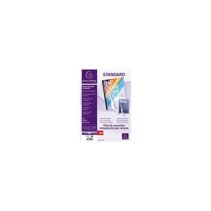 EXACOMPTA Plats de couverture, A4, PVC, 0,20 mm, transparent