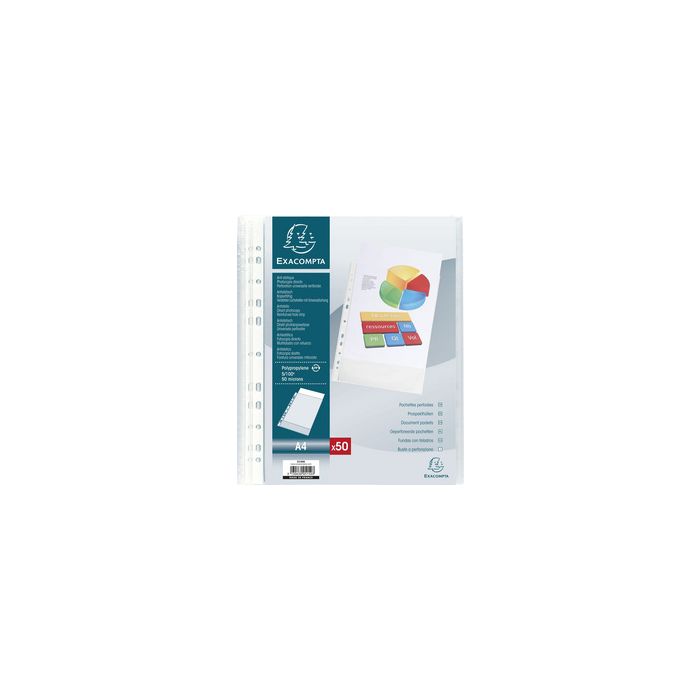 EXACOMPTA Pochette perforée, A4, PP, grainé, transparent