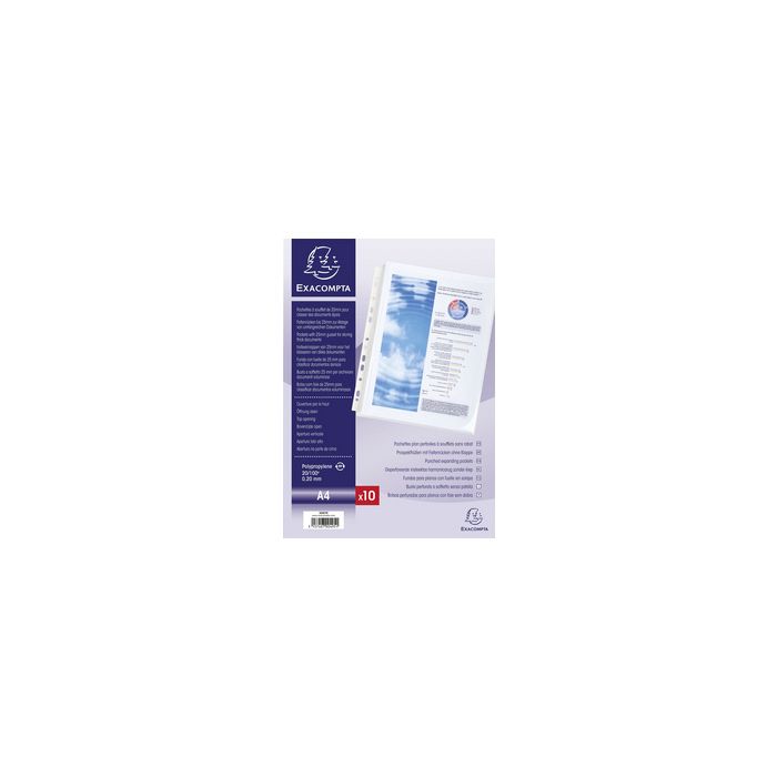EXACOMPTA Pochettes perforées à soufflet, A4, PP