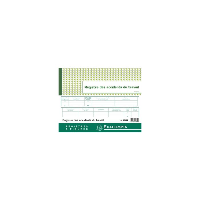 EXACOMPTA Registre des accidents du travail