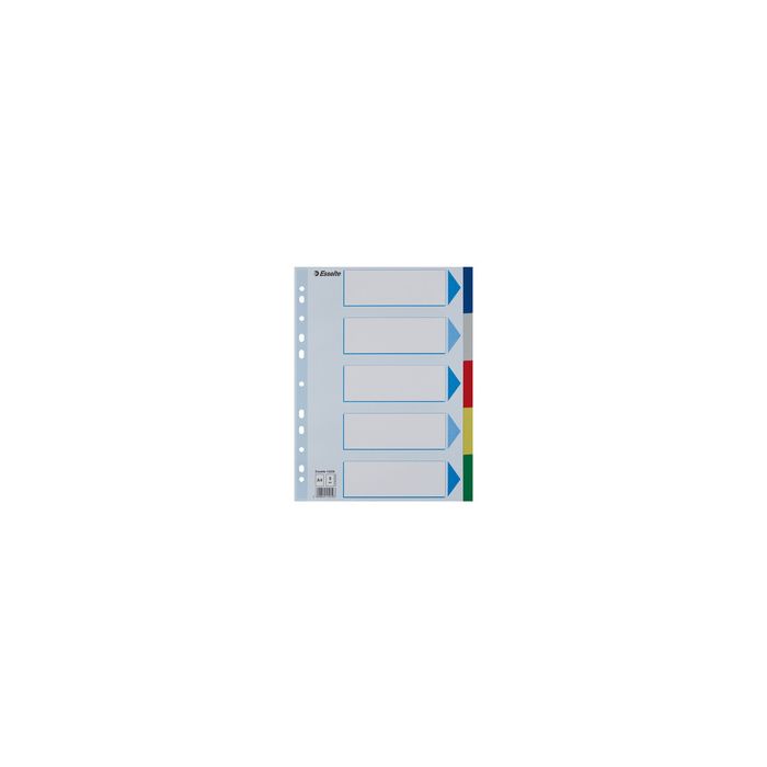 Esselte Intercalaires en plastique, uni, A4, PP, 6 touches