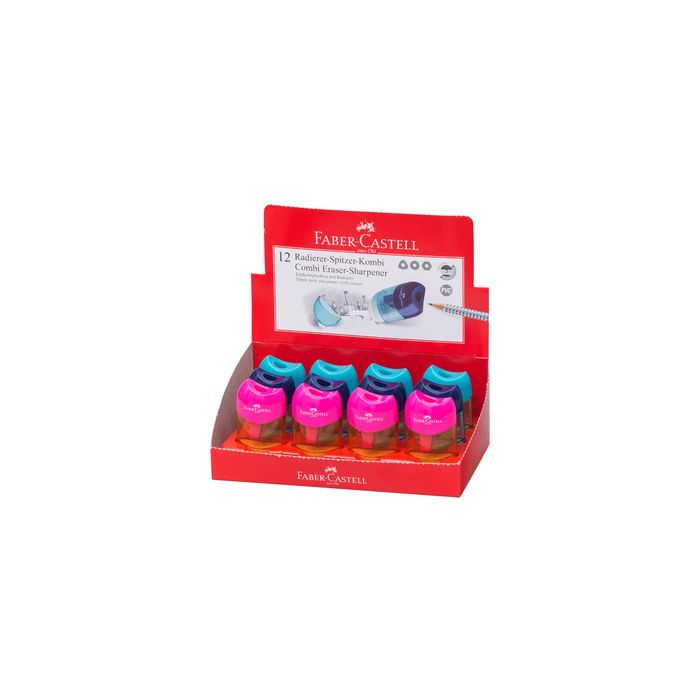 FABER-CASTELL Combi mini gomme - taille-crayon, présentoir x12