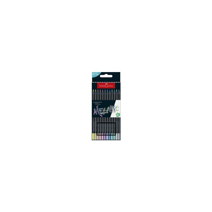 FABER-CASTELL Crayon de couleur Black Edition, étui de 12