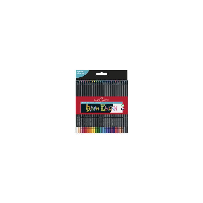 FABER-CASTELL Crayon de couleur Black Edition, étui de 24