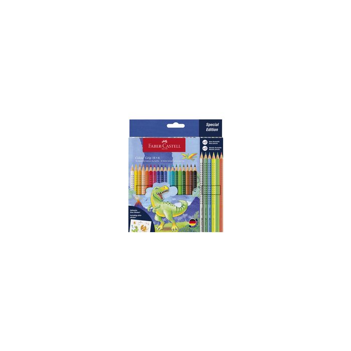 FABER-CASTELL Crayon de couleur Colour GRIP Dino, 18+6