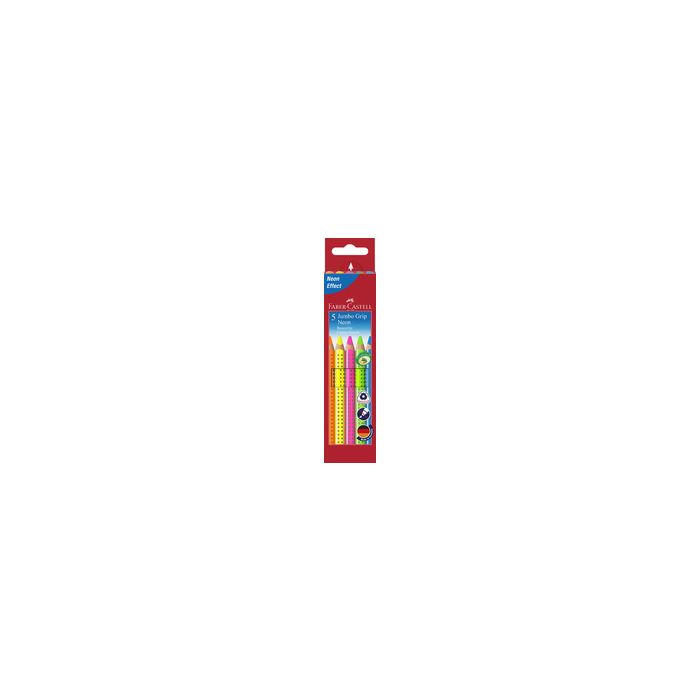 FABER-CASTELL Crayons couleur Jumbo GRIP Neon, 5 étui carton