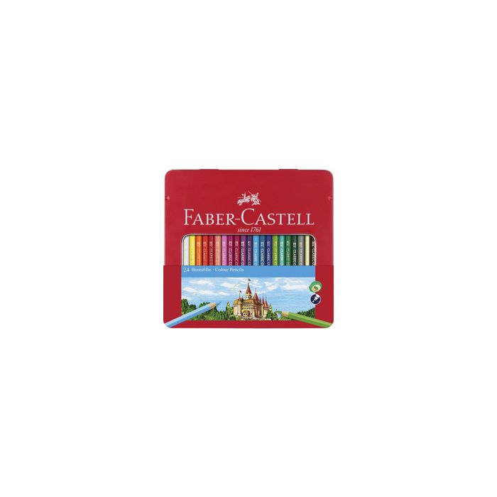 FABER-CASTELL Crayons de couleur CASTLE, étui métal de 24