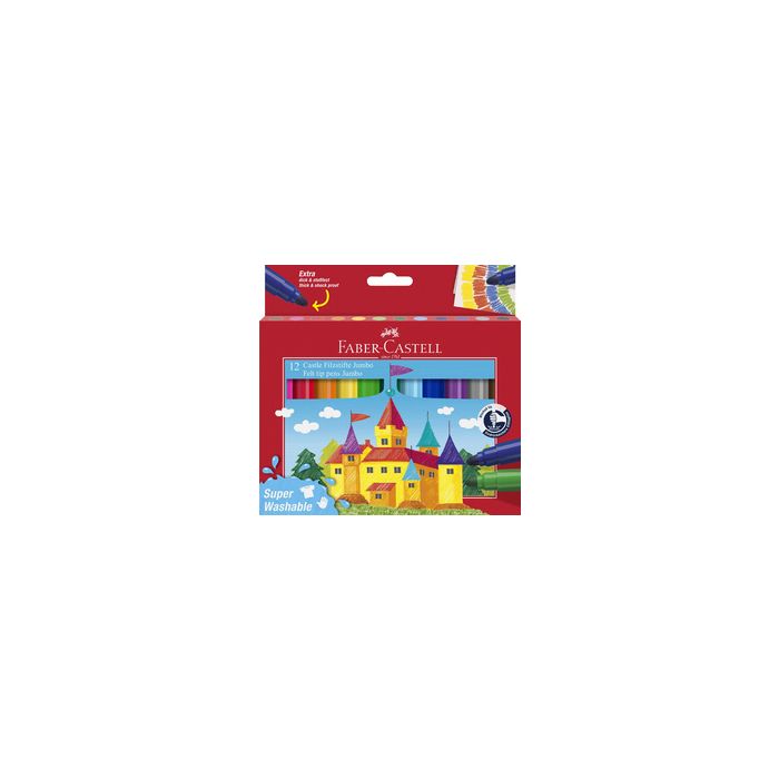 FABER-CASTELL Feutre JUMBO Superwashable, étui de 12