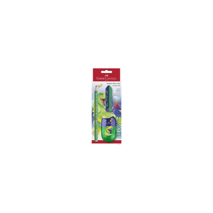FABER-CASTELL Kit d'écriture Dino Jumbo, 3 pièces, vert