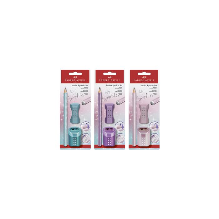 FABER-CASTELL Kit d'écriture Jumbo GRIP SPARKLE, assorti