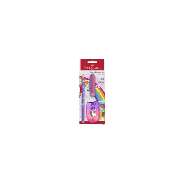 FABER-CASTELL Kit d'écriture Licorne Jumbo, 3 pièces, violet