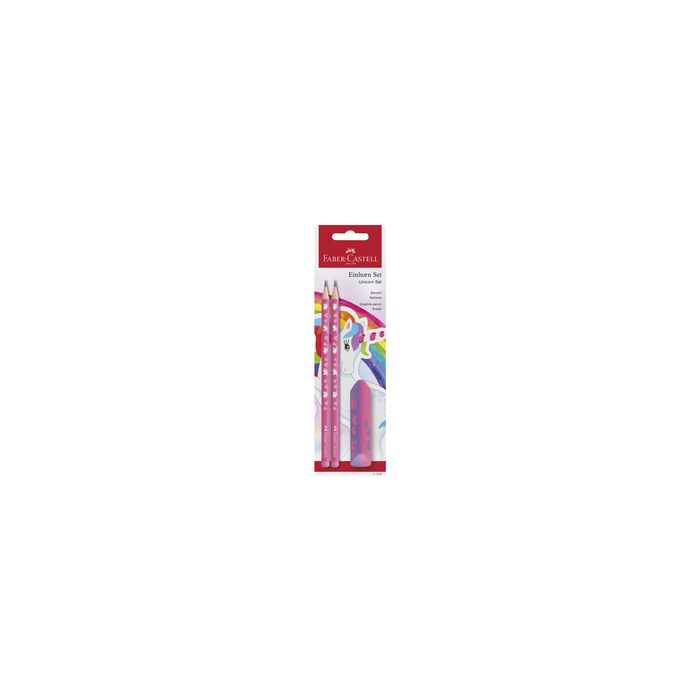 FABER-CASTELL Kit d'écriture Licorne, 3 pièces, rose