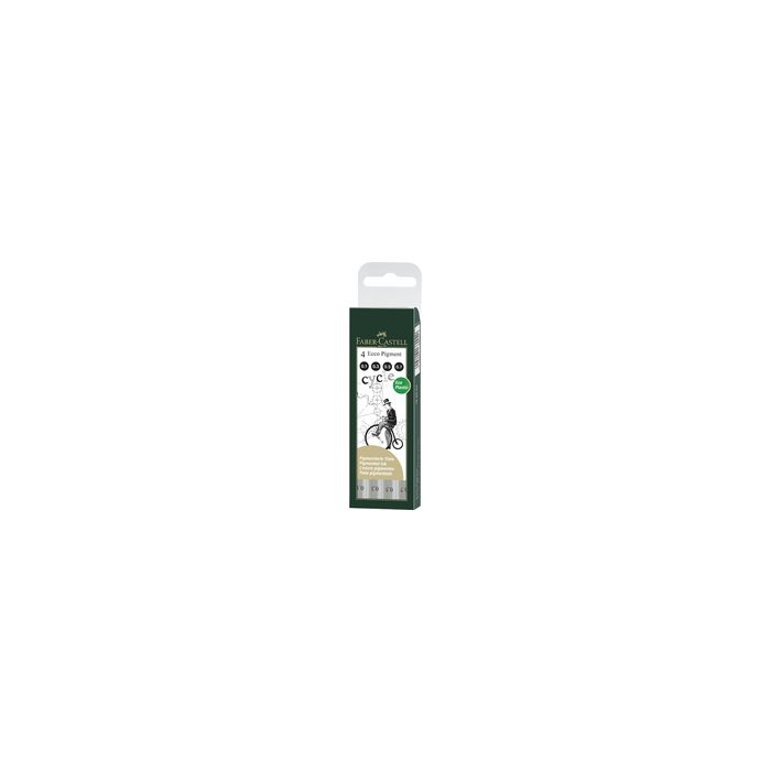 FABER-CASTELL Stylo-feutre ECCO PIGMENT, étui de 4, noir