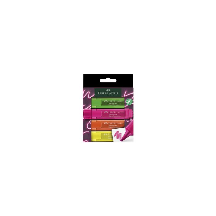 FABER-CASTELL Surligneur TEXTLINER 1546 NEON, étui de 4