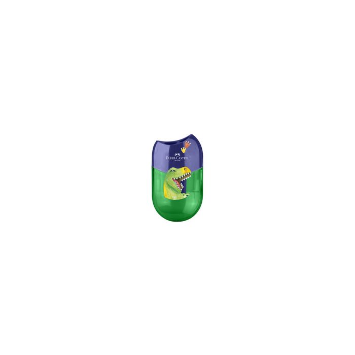 FABER-CASTELL Taille-crayon 2 trous "Dino", vert/bleu