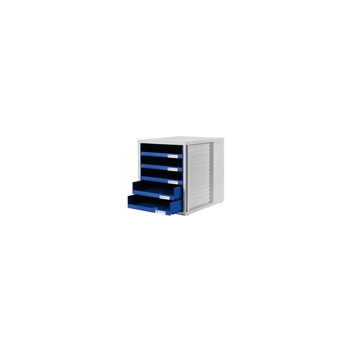 HAN Module de classement, 5 tiroirs ouverts, gris/bleu