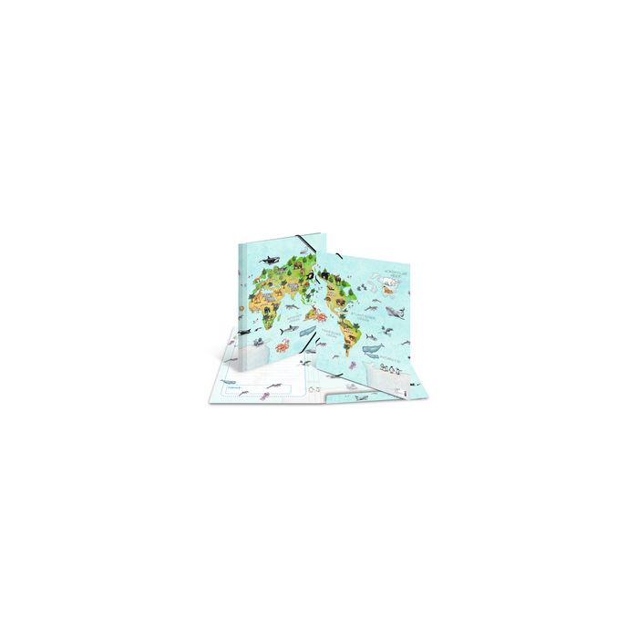 HERMA Chemise à élastiques "Mappemonde des animaux", A3