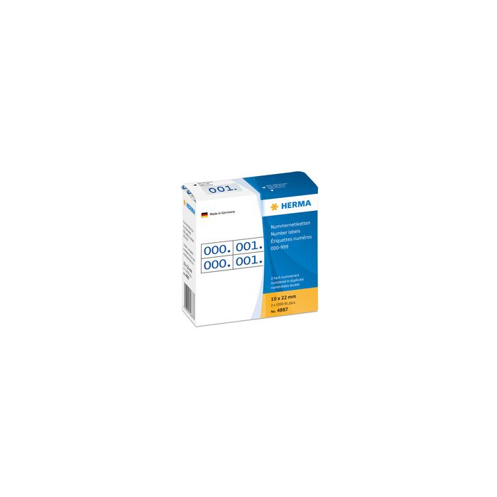 HERMA Etiquette numérique 0-999, 10 x 22 mm, bleu, double