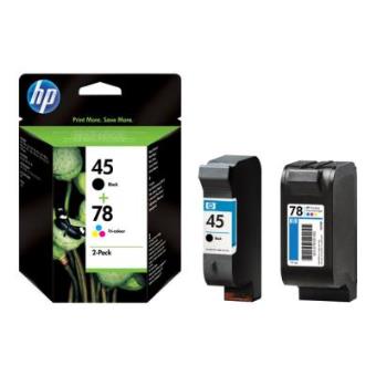 Pack de 2 Cartouche Jet d'encre (SAE308AE) de Marque HP (HP45) Noir et 3 Couleurs (HP78) 1900 copies