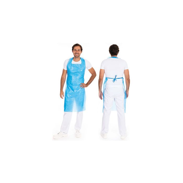 HYGONORM Tablier LDPE usage unique, bouchardé, bleu