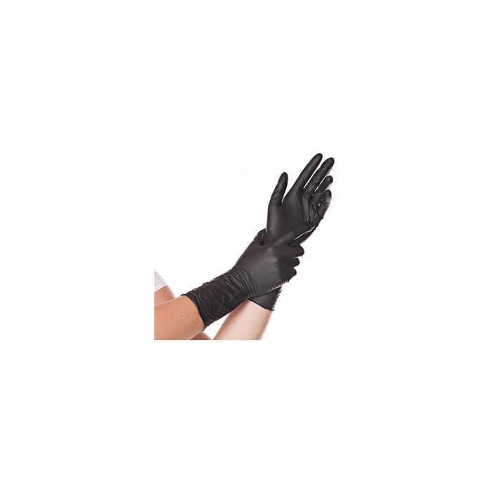 HYGOSTAR Gant nitrile SAFE LONG, L, sans poudre, noir