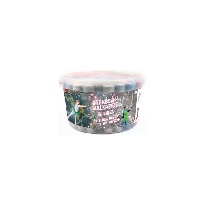 JAMASIA Craie de trottoir avec paillettes, seau de 50