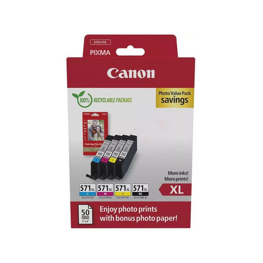 Cartouches d'origines Canon 0332C005 / CLI-571 XL - multipack 4 couleurs : noire, cyan, magenta, jaune