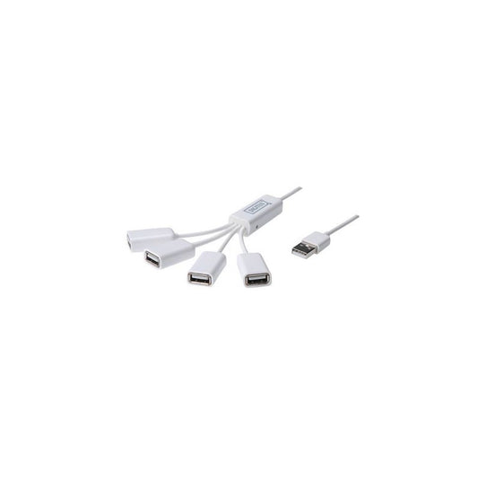 DIGITUS Hub USB 2.0 à câble, 4 ports, blanc