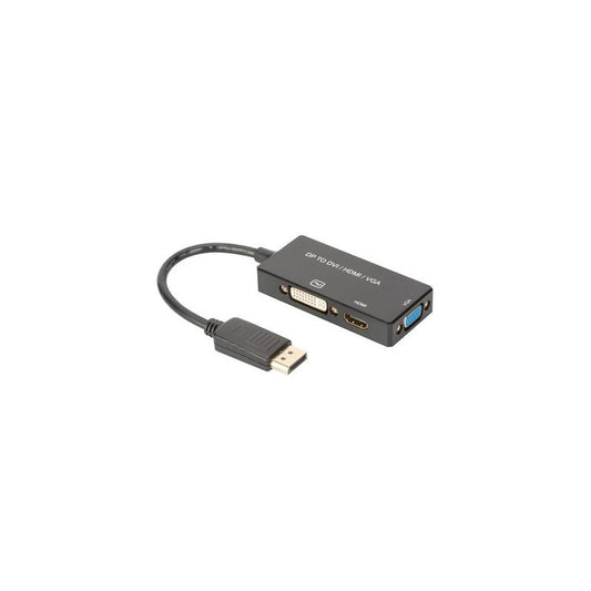DIGITUS Convertisseur 3en1 DisplayPort 1.2, DP- HDMI+DVI+VGA