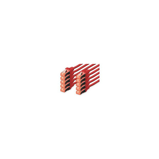 DIGITUS Câble de brassage Cat.6, S/FTP, 3,0 m, par 10, rouge