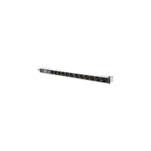 DIGITUS 19" Steckdosenleiste, 12-fach, mit Schalter