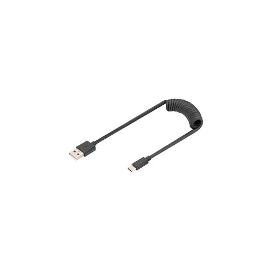 DIGITUS Câble spiralé USB 2.0, USB-A - USB-C, 1,0 m